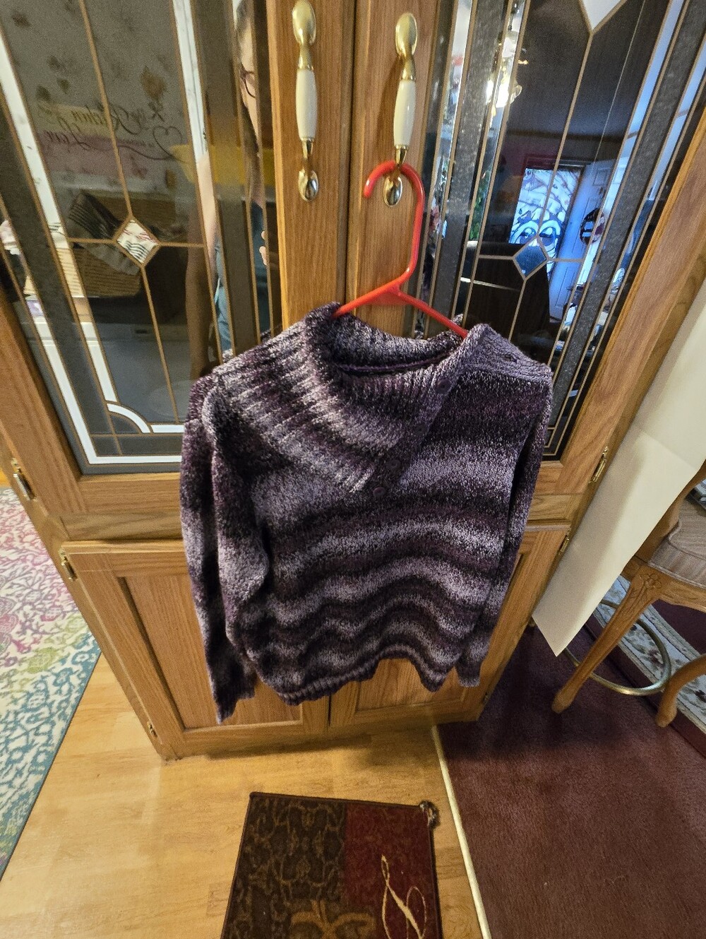 Gloria Vanderbilt Purple Striped Crewneck Sweater